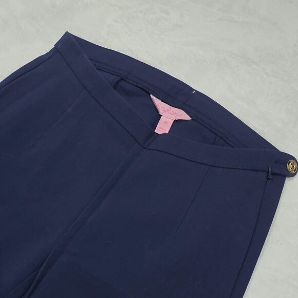 Lilly Pulitzer ✦ Navy Blue Slim Fit Pants ✦ Side Button Zip Cotton Blend Sz 00 - Picture 4 of 12